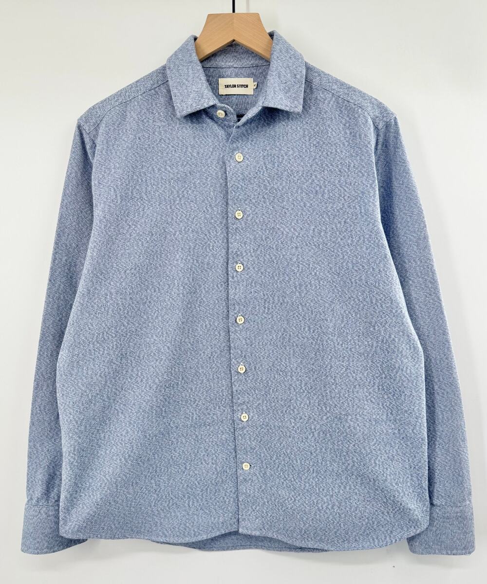 Taylor Stitch Blue Chambray Flannel Heavyweight Cotton Shirt Button Down 42 L